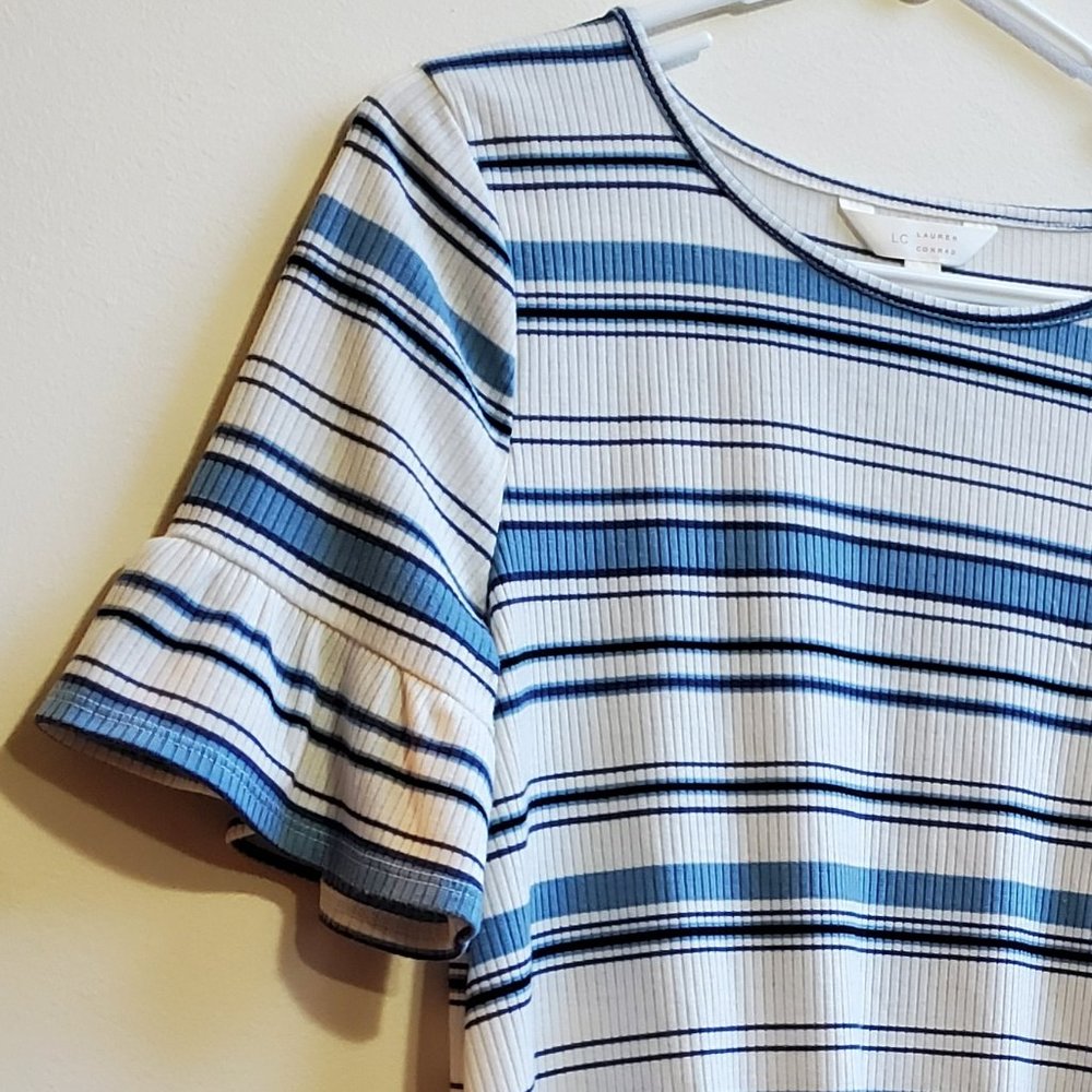 LC Lauren Conrad Blue & White Striped Tie-Front Shirt Size Small - Picture 4 of 15